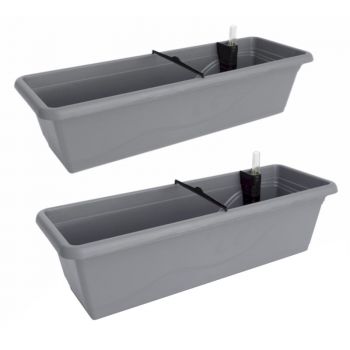 Gardenico Self-watering Balcony Planter - 600mm - Stone Grey - Set of Two image