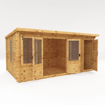 Mercia Pent Log Cabin 5.1m x 3m With Side Shed - 19mm image