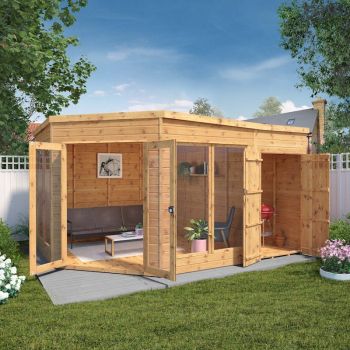 Mercia Premium Corner Summerhouse With Side Shed 9x13 image
