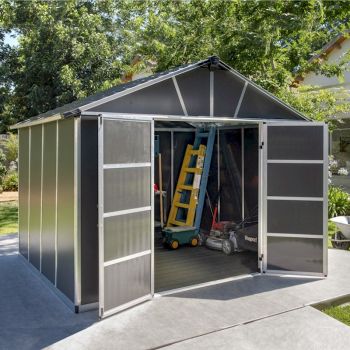 Palram - Canopia Yukon 11x9 Dark Grey Plastic Shed with Floor Wpc image