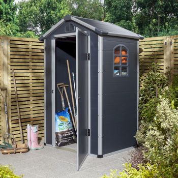 Rowlinson Airevale 4x3 Apex Plastic Shed - Dark Grey image