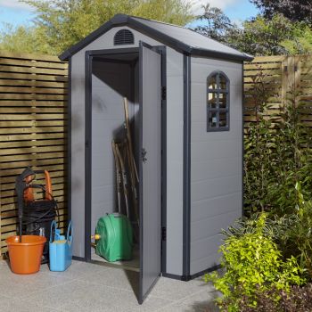 Rowlinson Airevale 4x3 Apex Plastic Shed - Light Grey image