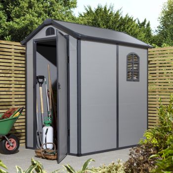 Rowlinson Airevale 4x6 Apex Plastic Shed - Light Grey image