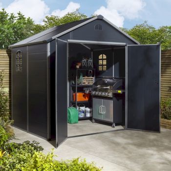 Rowlinson Airevale 8x6 Apex Plastic Shed - Dark Grey image