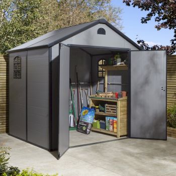 Rowlinson Airevale 8x6 Apex Plastic Shed - Light Grey image