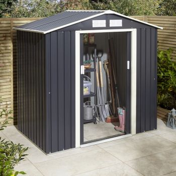 Rowlinson Trentvale 6x4 Metal Apex Shed - Dark Grey image