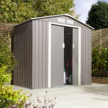 Rowlinson Trentvale 6x4 Metal Apex Shed - Light Grey image