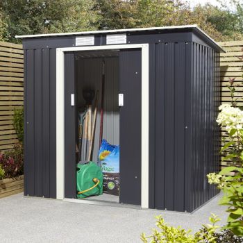 Rowlinson Trentvale 6x4 Metal Pent Shed - Dark Grey image