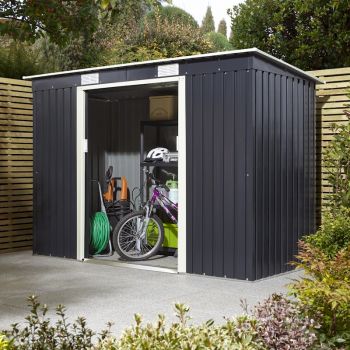 Rowlinson Trentvale 8x4 Metal Pent Shed - Dark Grey image