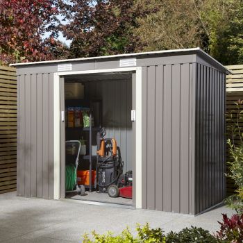 Rowlinson Trentvale 8x4 Metal Pent Shed - Light Grey image