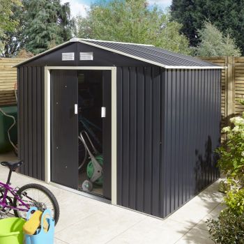 Rowlinson Trentvale 8x6 Metal Apex Shed - Dark Grey image