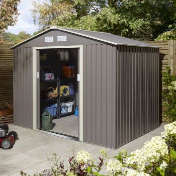 Rowlinson Trentvale 8x6 Metal Apex Shed - Light Grey image