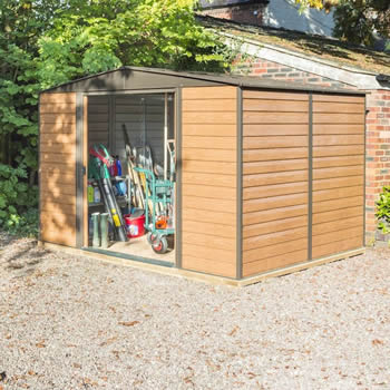 Yardmaster Woodgrain Shiplap 108WGL Metal Shed 8x10 - One ...