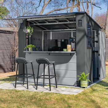 Suncast Cabana Entertainment Shed & Bar 8x7 - Cool Grey image