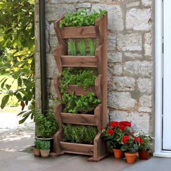 Zest Tall Vertical Herb Stand - Brown image