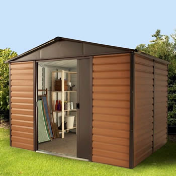 Yardmaster Woodgrain Shiplap 108WGL Metal Shed 2.85 x 2.26m image