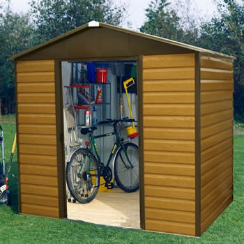 Yardmaster Woodgrain Shiplap 86WGL Metal Shed 2.26 x 1.86m image