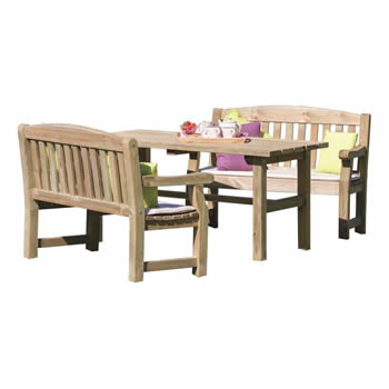 Zest Emily Table and 2 Bench Set image