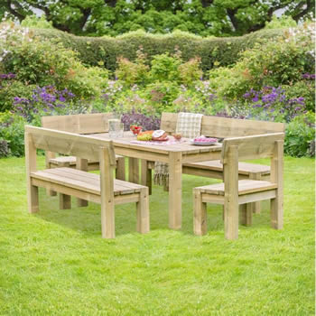 Zest Philippa Table with 2 Bench and 2 Chair Set image