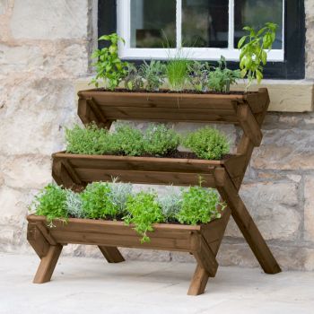 Zest Stepped Herb Planter - Brown image
