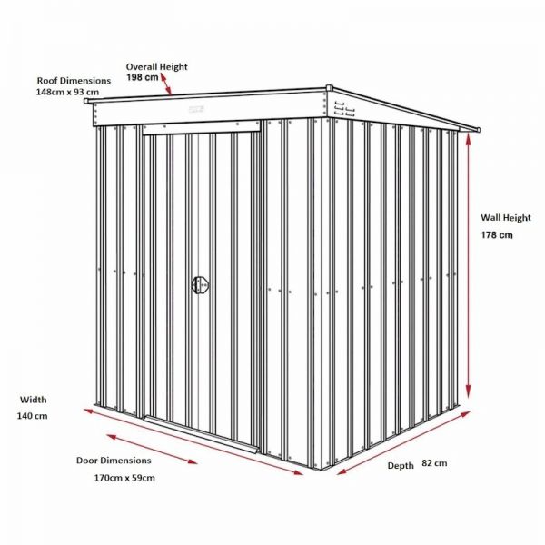 Lotus Pent 5x3 Heritage Green Metal Shed