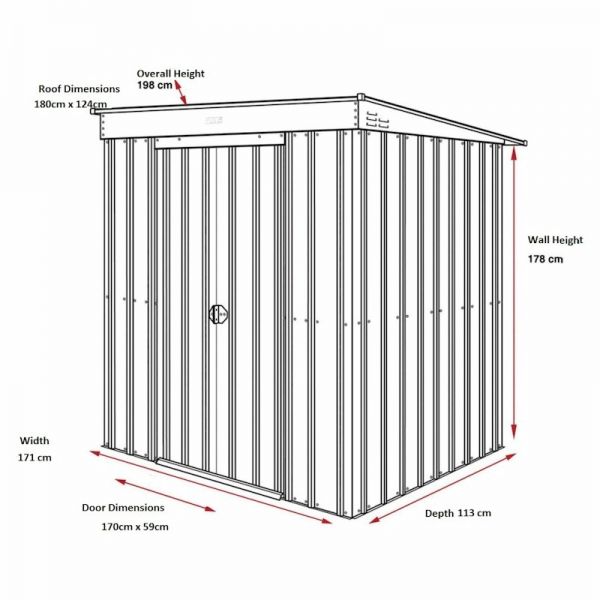 Lotus Pent 6x4 Heritage Green Metal Shed