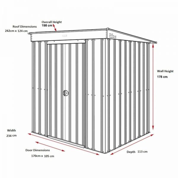 Lotus Pent 8x4 Heritage Green Metal Shed