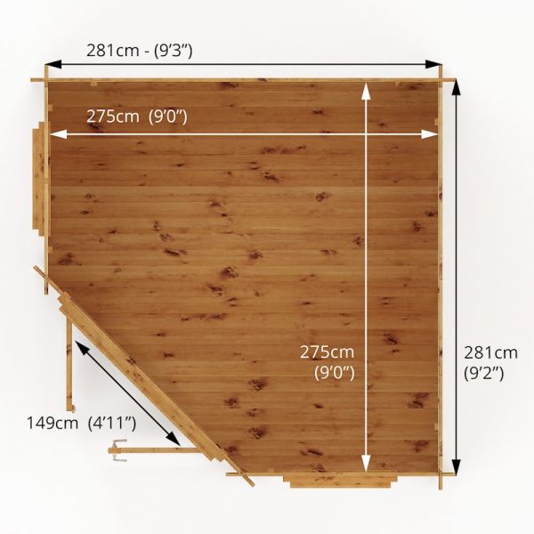 Mercia Corner Cabin 3m x 3m - 28mm - Double Glazed