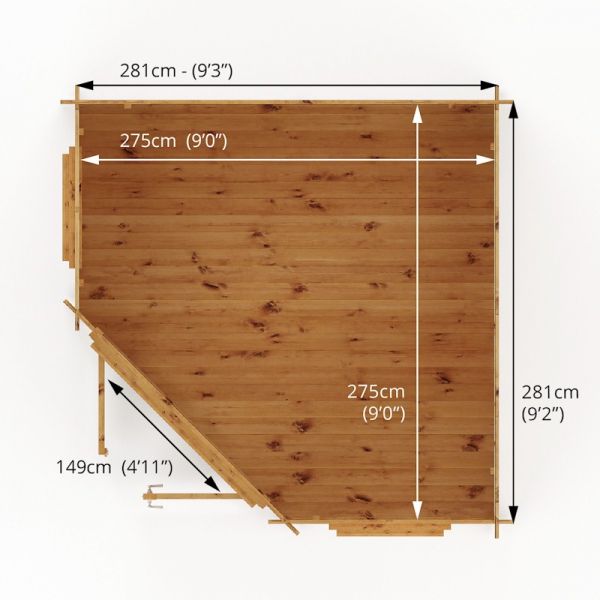 Mercia Corner Cabin 3m x 3m - 34mm - Double Glazed