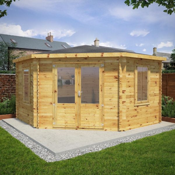 Mercia Corner Cabin 4m x 4m - 28mm - Double Glazed