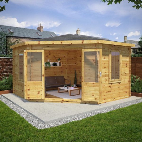 Mercia Corner Cabin 4m x 4m - 28mm - Double Glazed