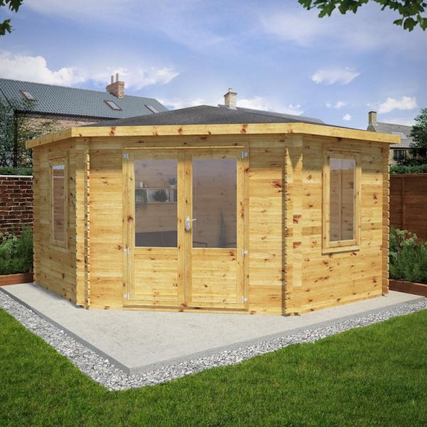 Mercia Corner Cabin 4m x 4m - 34mm - Double Glazed