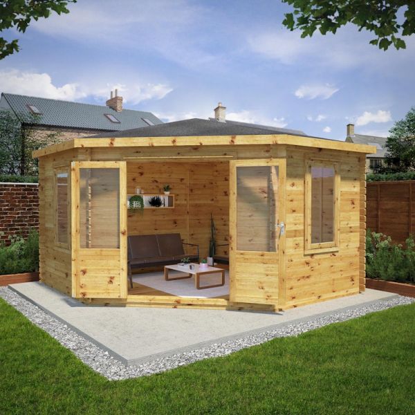 Mercia Corner Cabin 4m x 4m - 34mm - Double Glazed