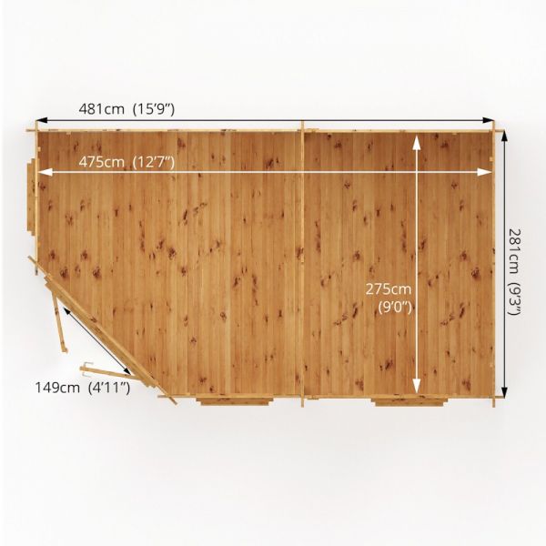 Mercia Corner Lodge Grande 5m x 3m - 28mm - Double Glazed