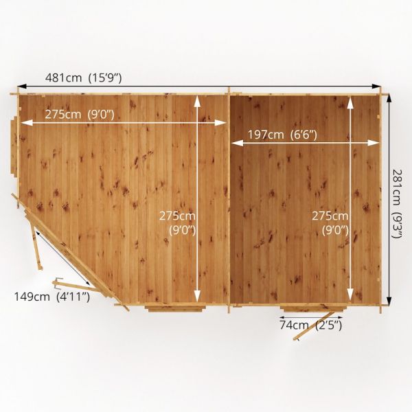 Mercia Corner Lodge Plus 5m x 3m - 28mm - Double Glazed