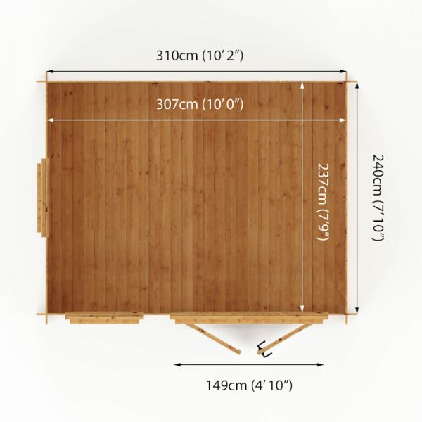 Mercia Log Cabin 2.6m x 3.3m - 19mm