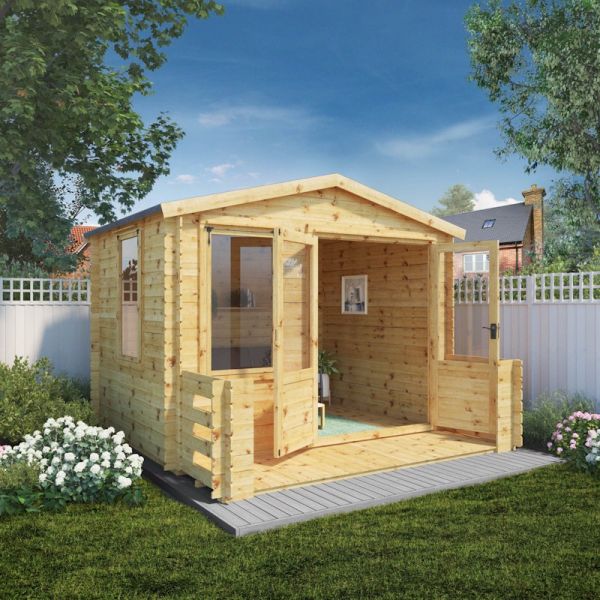 Mercia Log Cabin 3.3m x 3.4m with Veranda - 19mm