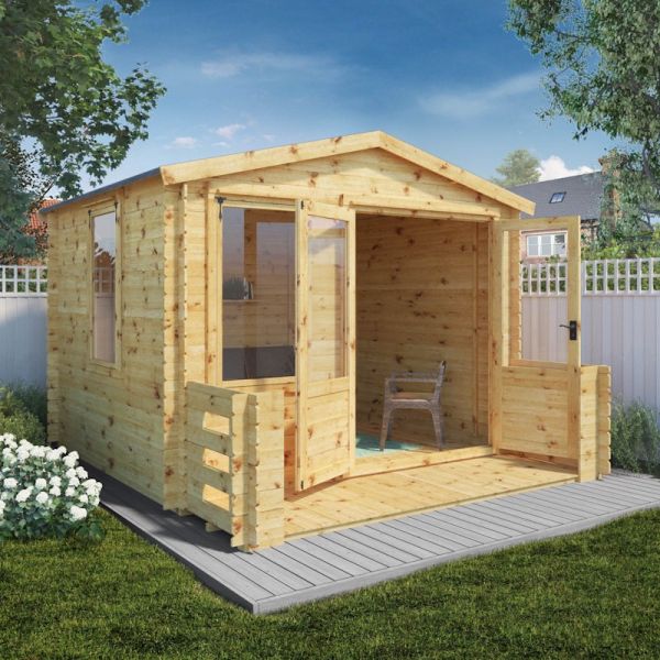 Mercia Log Cabin 3.3m x 3.7m with Veranda - 19mm