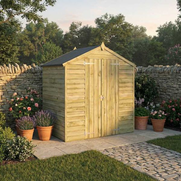 Mercia Overlap Apex Double Door Shed 4x6 - Windowless