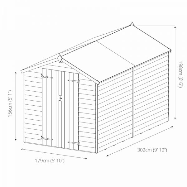 Mercia Overlap Apex Shed 10x6 - Windowless