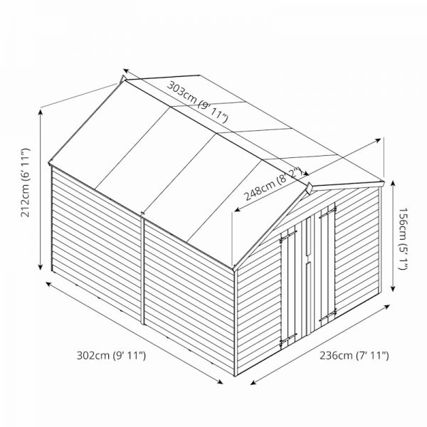 Mercia Overlap Apex Shed 10x8 - Windowless