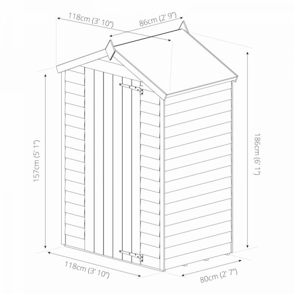 Mercia Overlap Apex Shed 3x4 - Windowless