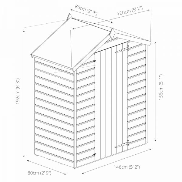 Mercia Overlap Apex Shed 3x5 - Windowless
