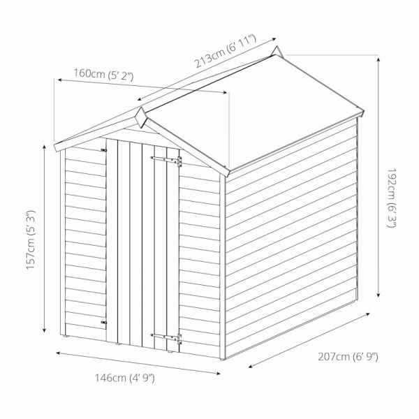 Mercia Overlap Apex Shed 7x5 - Windowless