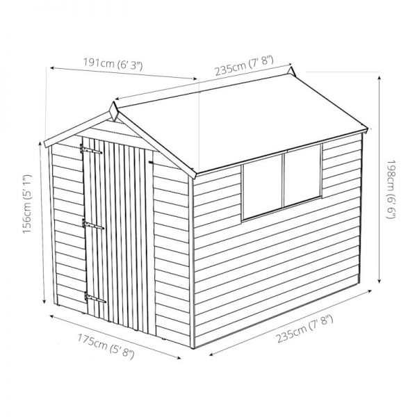 Mercia Value Overlap Apex Shed 8x6 - Single Door