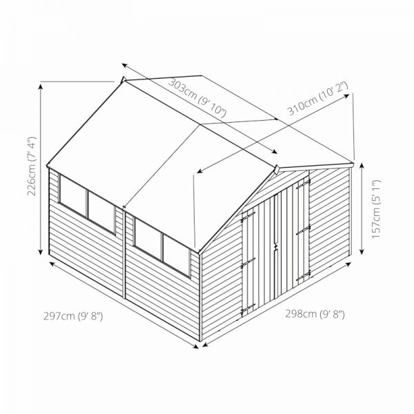 Mercia Overlap Apex Double Door Shed 10x10