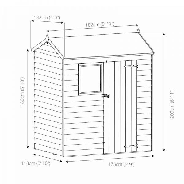 Mercia Overlap Reverse Apex Shed 6x4