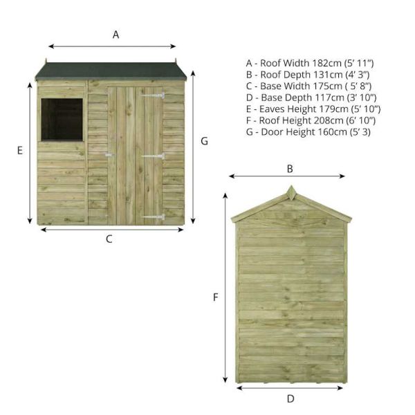 Mercia Overlap Reverse Apex Shed 6x4