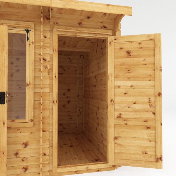 Mercia Pent Log Cabin 5.1m x 3m With Side Shed - 19mm