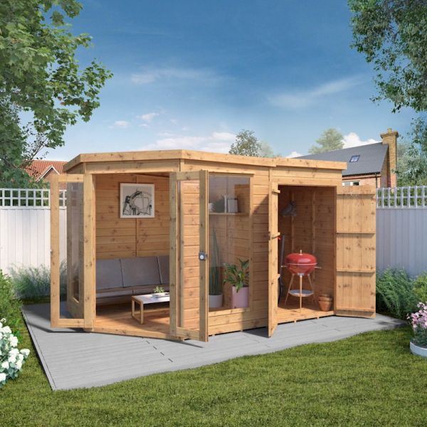 Mercia Premium Corner Summerhouse With Side Shed 7x11